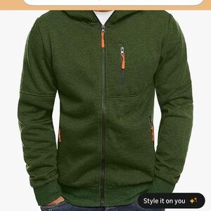 Green Men's Zip up Hoodie
